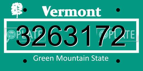 3263172 Vermont License Plate