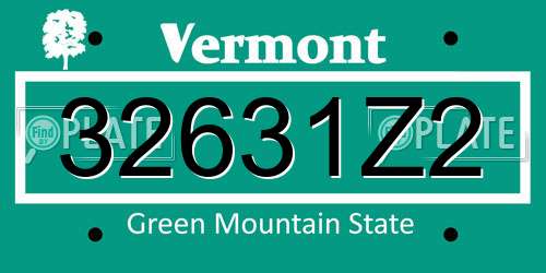 32631Z2 Vermont License Plate
