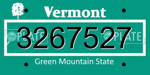 3267527 Vermont License Plate