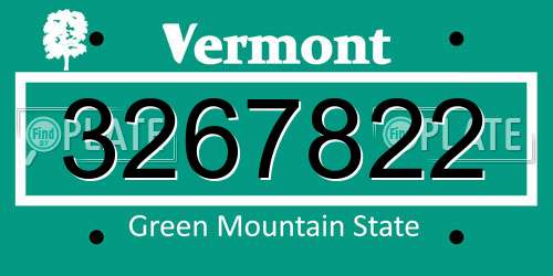 3267822 Vermont License Plate