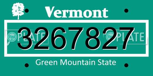 3267827 Vermont License Plate