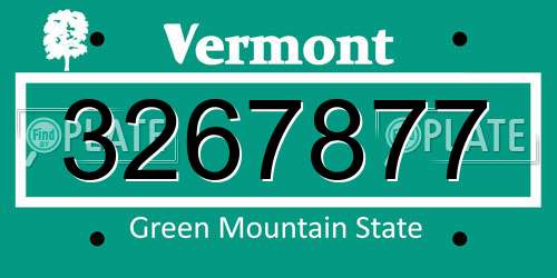 3267877 Vermont License Plate