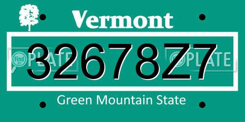 32678Z7 Vermont License Plate