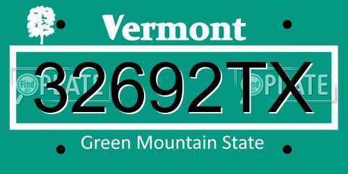 32692TX Vermont License Plate