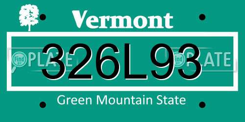 326L93 Vermont License Plate