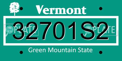 32701S2 Vermont License Plate