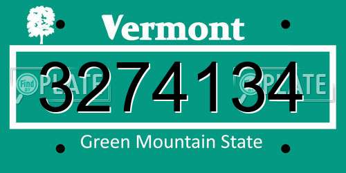 3274134 Vermont License Plate