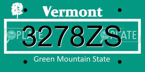 3278ZS Vermont License Plate