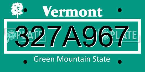 327A967 Vermont License Plate