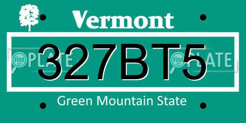 327BT5 Vermont License Plate