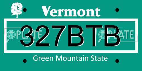 327BTB Vermont License Plate