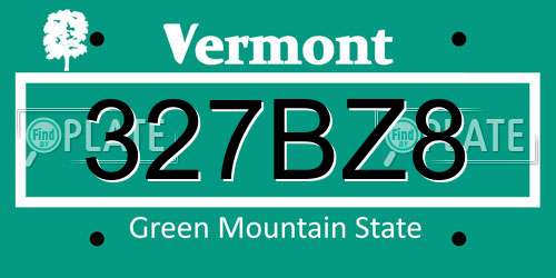 327BZ8 Vermont License Plate