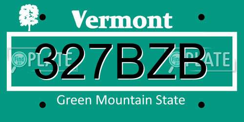 327BZB Vermont License Plate