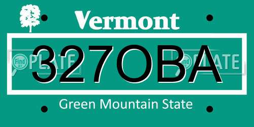 327OBA Vermont License Plate