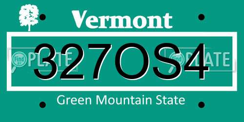 327OS4 Vermont License Plate