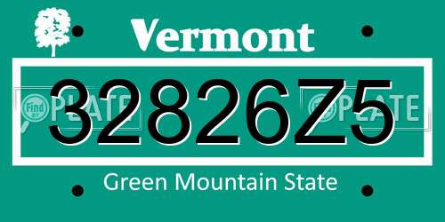 32826Z5 Vermont License Plate
