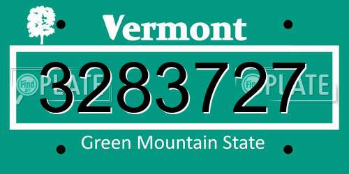 3283727 Vermont License Plate
