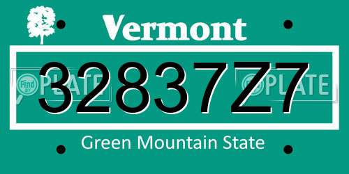 32837Z7 Vermont License Plate