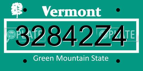 32842Z4 Vermont License Plate