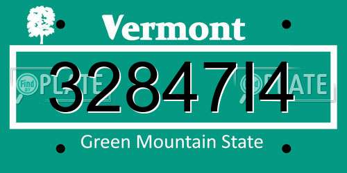 32847I4 Vermont License Plate