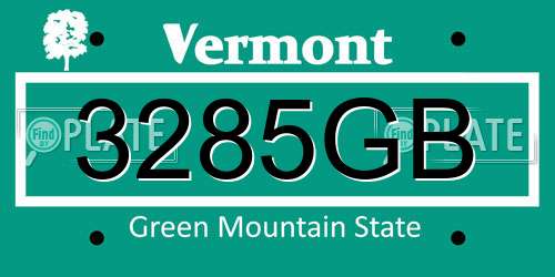 3285GB Vermont License Plate