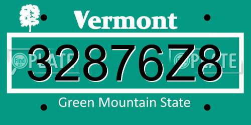 32876Z8 Vermont License Plate