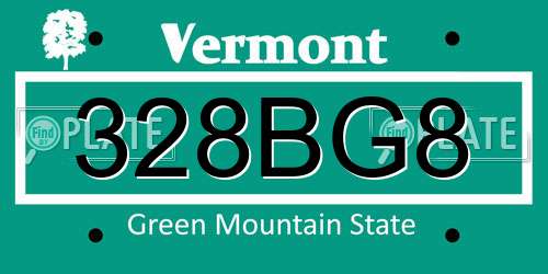 328BG8 Vermont License Plate