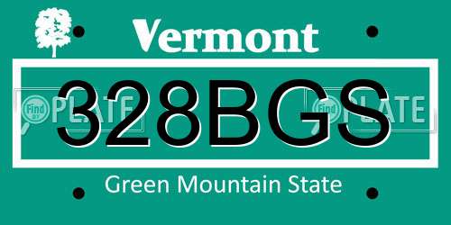 328BGS Vermont License Plate