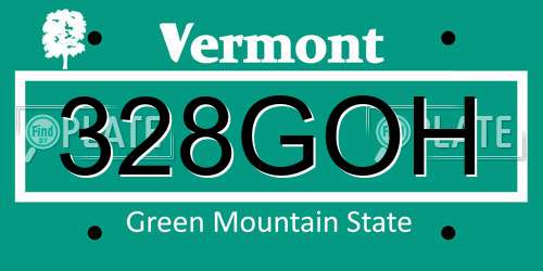 328GOH Vermont License Plate