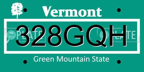 328GQH Vermont License Plate