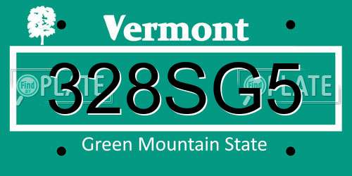 328SG5 Vermont License Plate