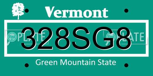 328SG8 Vermont License Plate