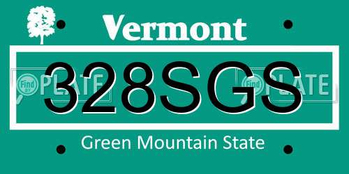 328SGS Vermont License Plate