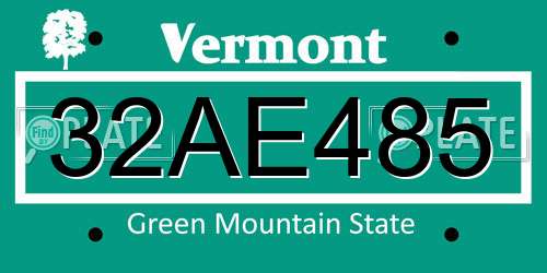 32AE485 Vermont License Plate