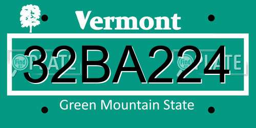 32BA224 Vermont License Plate