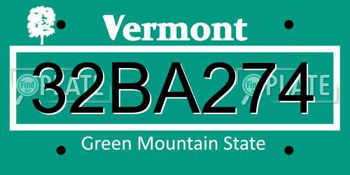 32BA274 Vermont License Plate