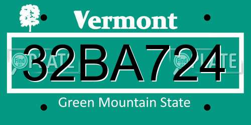32BA724 Vermont License Plate