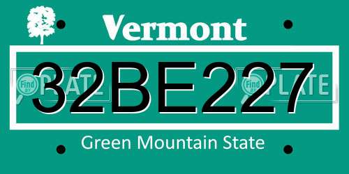 32BE227 Vermont License Plate