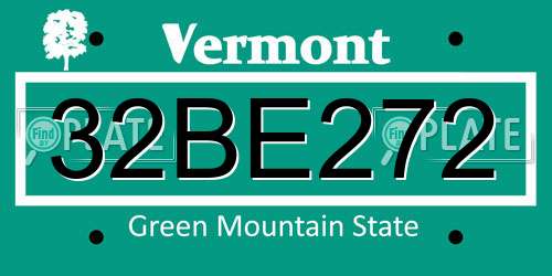 32BE272 Vermont License Plate