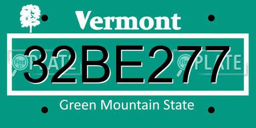 32BE277 Vermont License Plate