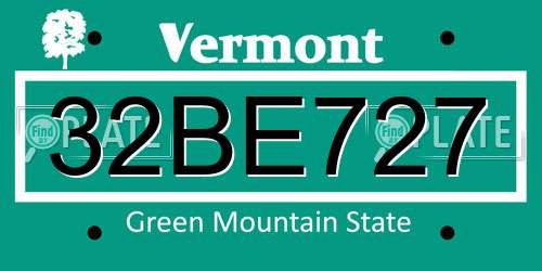 32BE727 Vermont License Plate