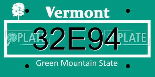 32E94 Vermont License Plate