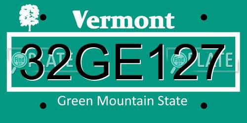32GE127 Vermont License Plate