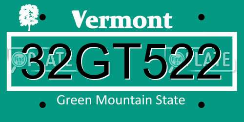 32GT522 Vermont License Plate