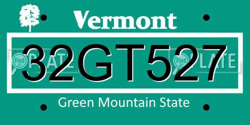 32GT527 Vermont License Plate