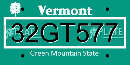 32GT577 Vermont License Plate