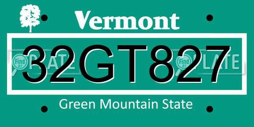 32GT827 Vermont License Plate