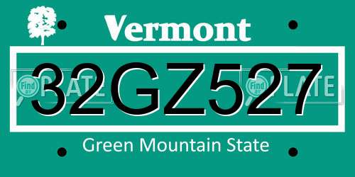 32GZ527 Vermont License Plate