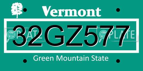 32GZ577 Vermont License Plate