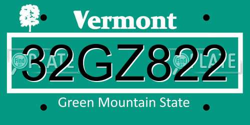32GZ822 Vermont License Plate